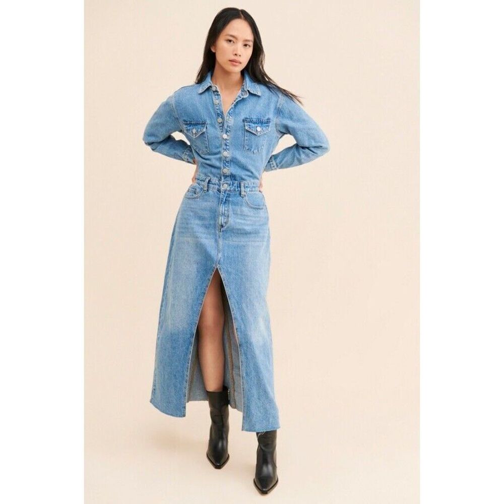 Anthropologie ZGY Sweeper Denim Maxi Dress